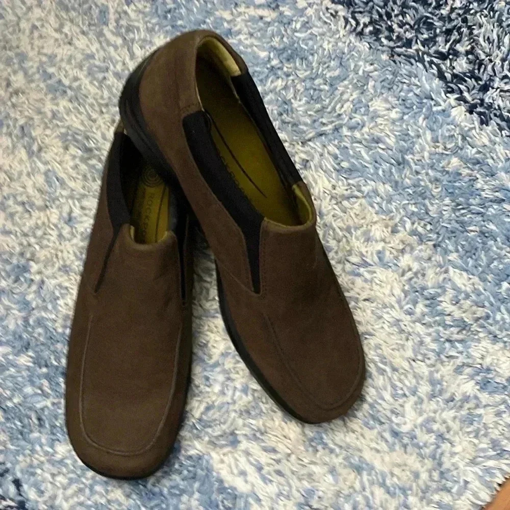Rockport Kinetic Air Circulation Brown Suede Loafers Size 8